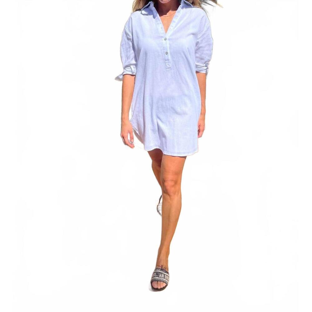 NEW SECRET LANGUAGE sherv tunic mini dress in white